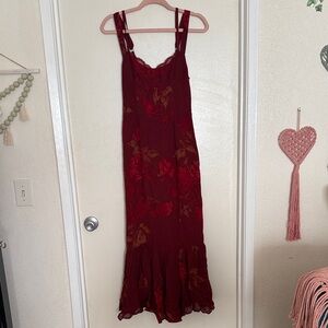 Reformation Burgundy Floral Maxi Slip Dress NWOT size 6